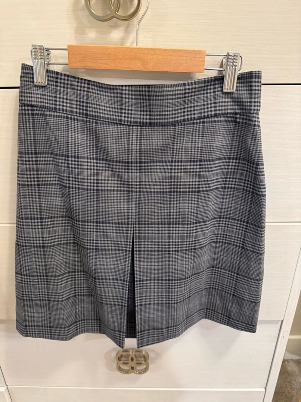 J. Crew Grey Plaid Mini Skirt with Front Pleat